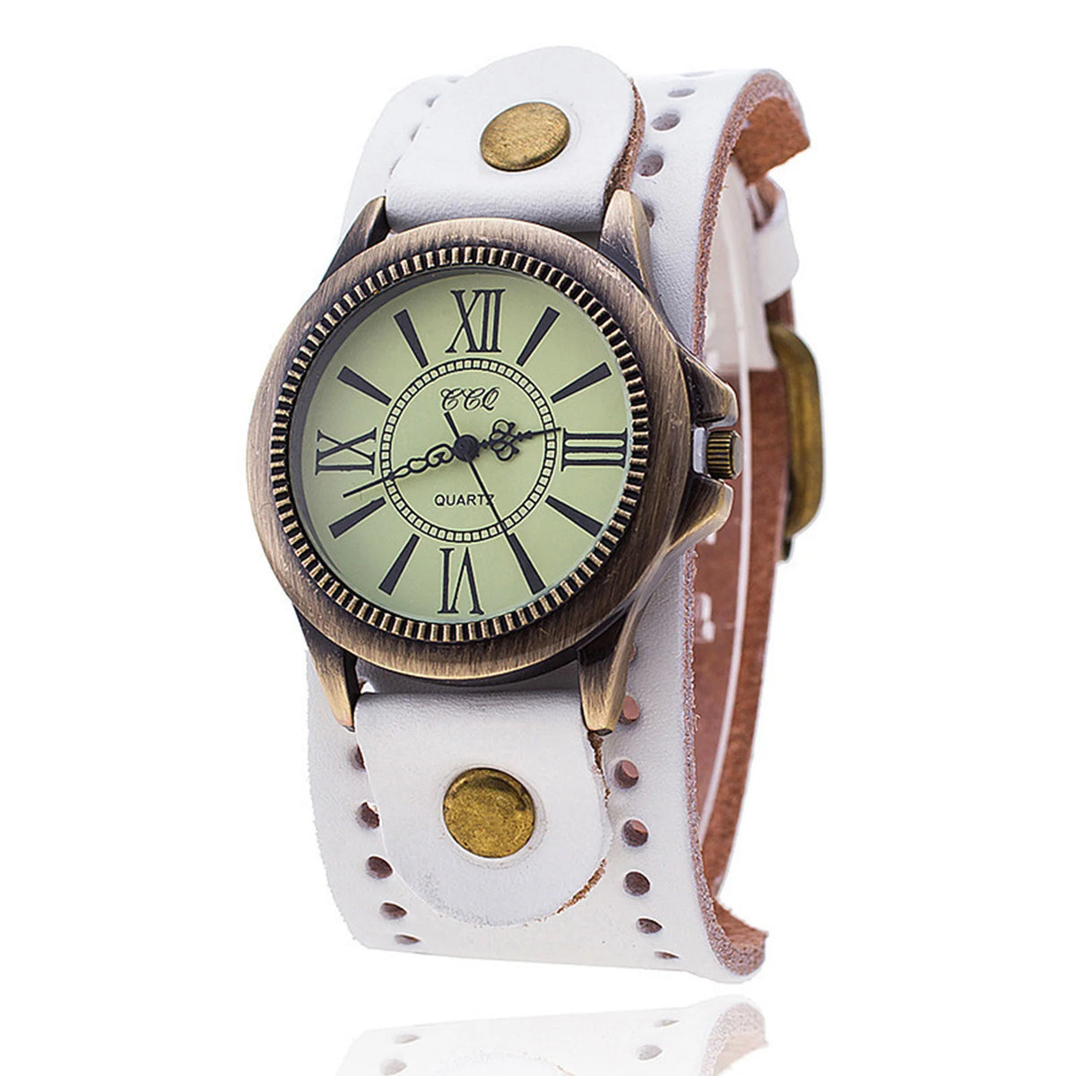 Vintage Wide Leather Strap Watch