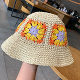 Sun Wide Brim Hand Woven Flowers