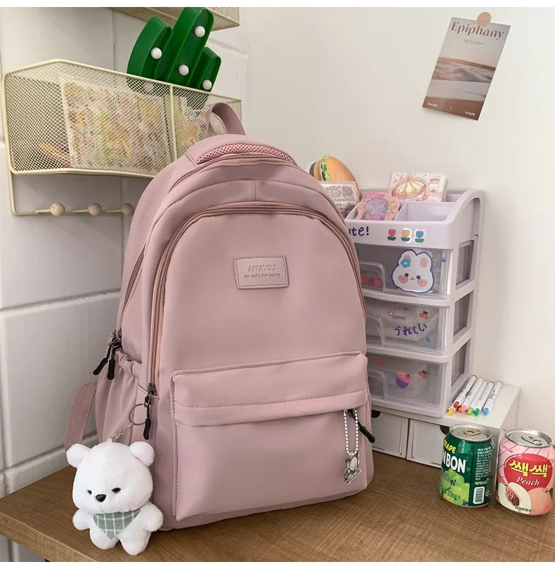 Lightweight Solid Color School Backpack