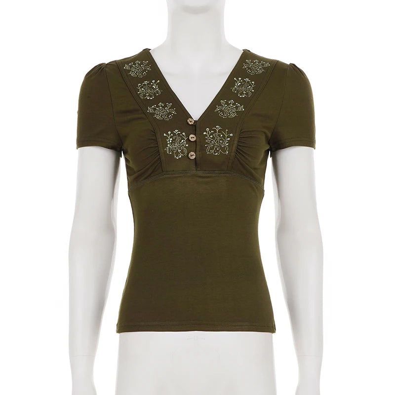 Vintage Floral V-neck Top