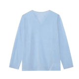 Schlankes, langärmliges V-Neck T-Shirt im koreanischen Stil