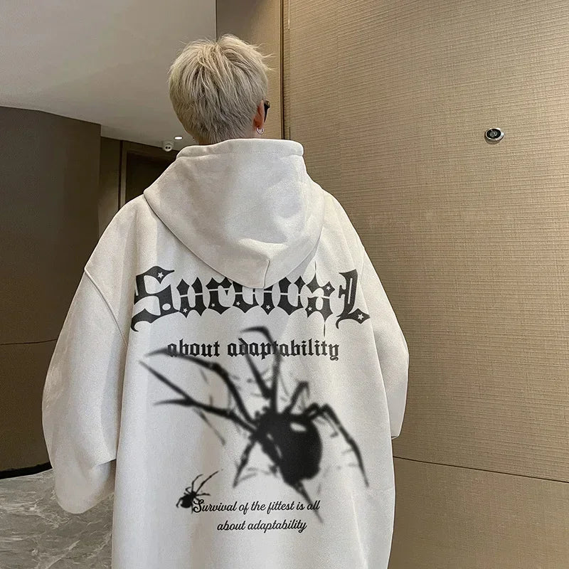 Gothic Spider Printed Oversized Hoodie