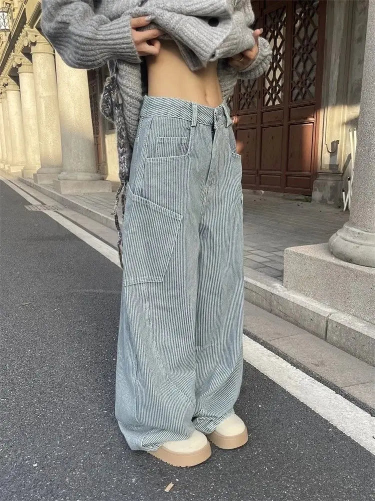 Wide Leg Striped Vintage Pants