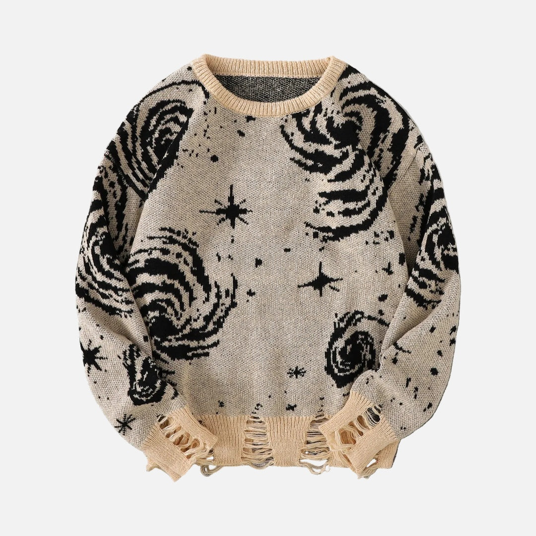 Ripped Abstract Starry Sky Sweater