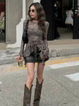 Grunge Vintage Hollow Out Blouses
