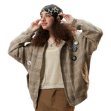 Chaqueta espacial de cuadros para chica dulce