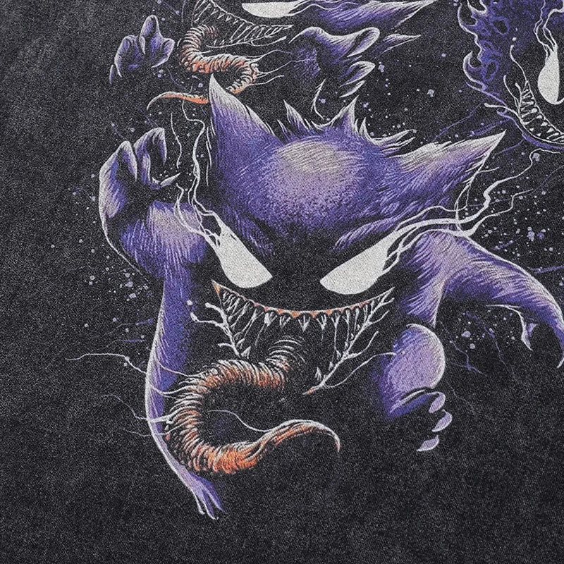 Vintage Washed Black Devil Graphic T-Shirt