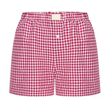 Elastic Waistband Gingham Boxer Shorts T-Shirt