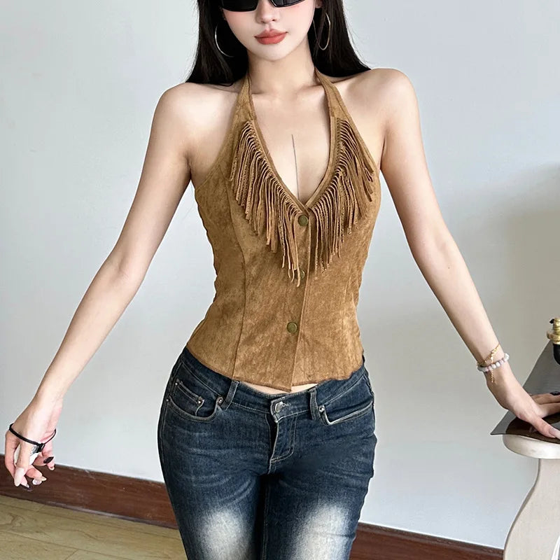 Y2K Cowgirl Halter Top