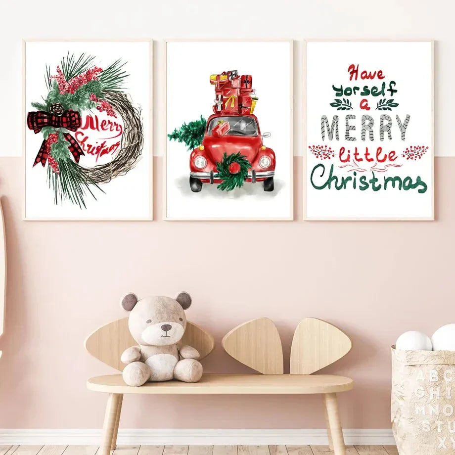 Merry Christmas Cartoon Santa Poster