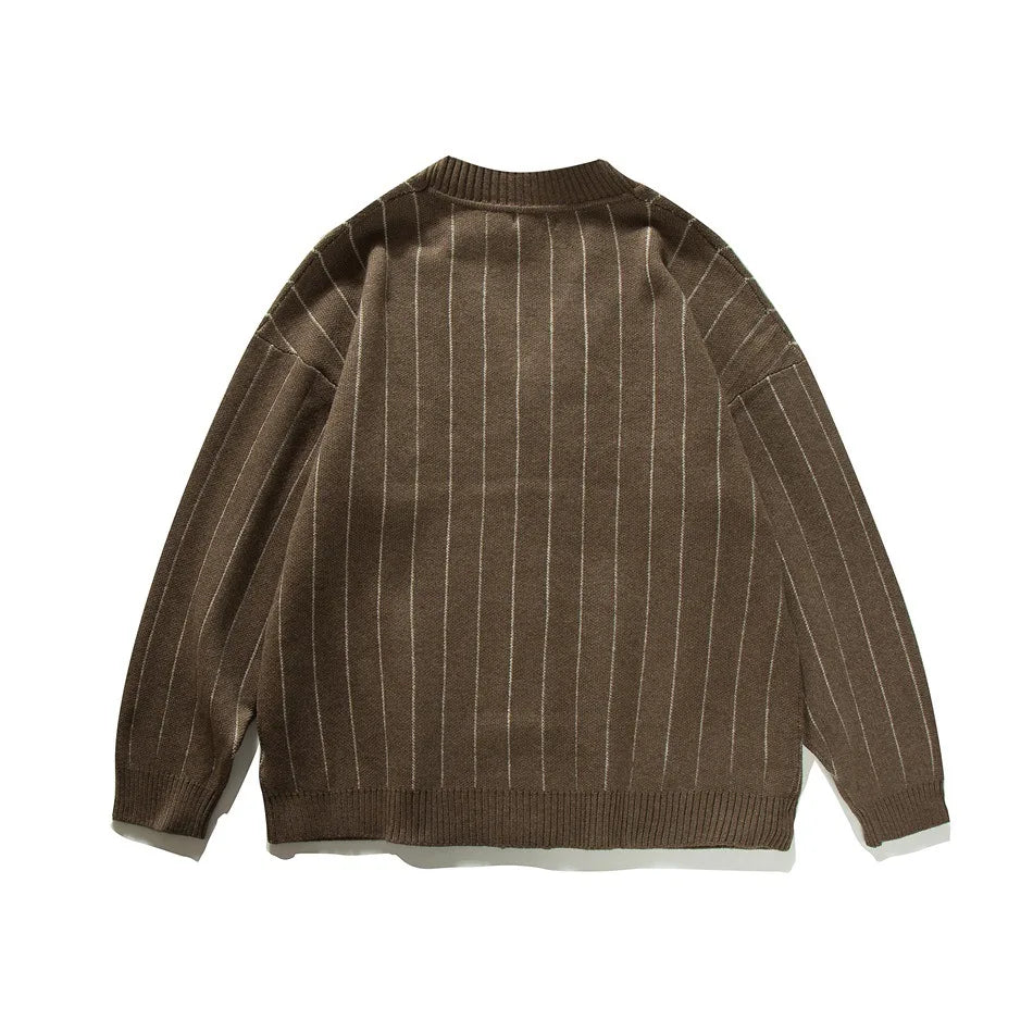 Vintage Loose Knitted Striped Cardigan