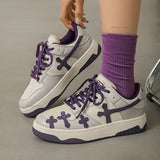 Retro Kreuzmuster Skater-Schul-Sneakers
