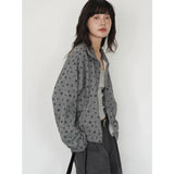 Graues Sweatshirt mit Blumenmuster und Reißverschluss