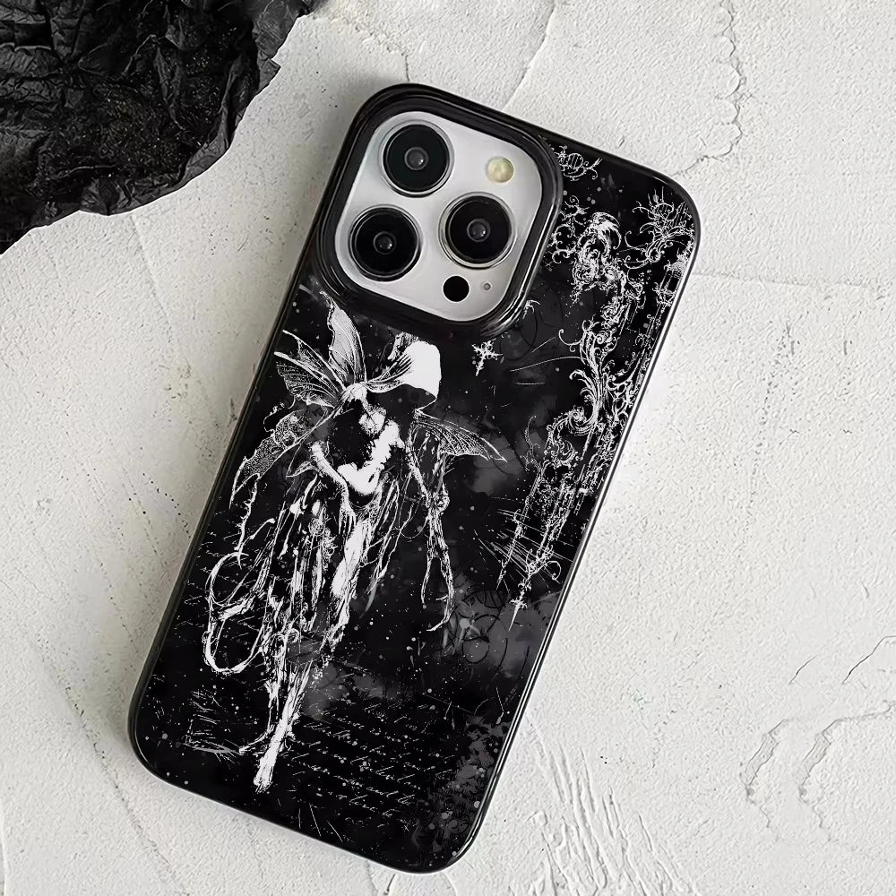 Retro Gothic Angel Black iPhone Cases