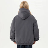 Gray Sided Closure High Collar Puffer Jacket