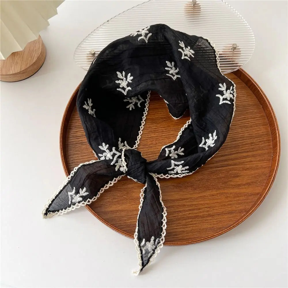 Floral Lace Triangular Head Scarf