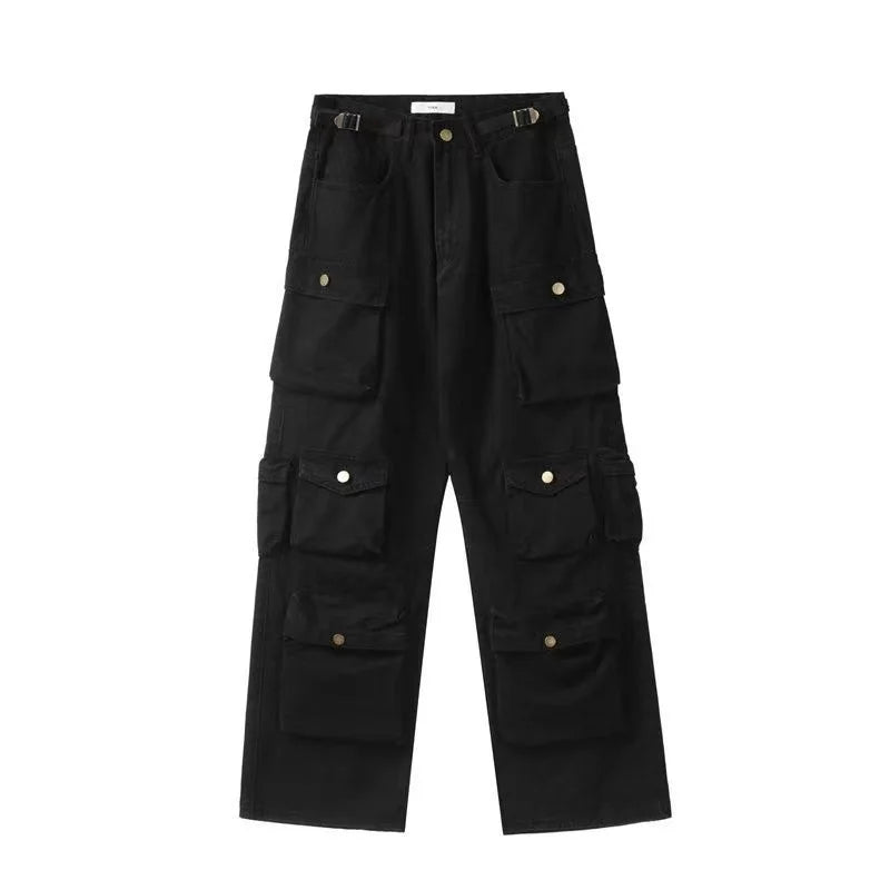 Y2K Belted Washed Cargo Jeans