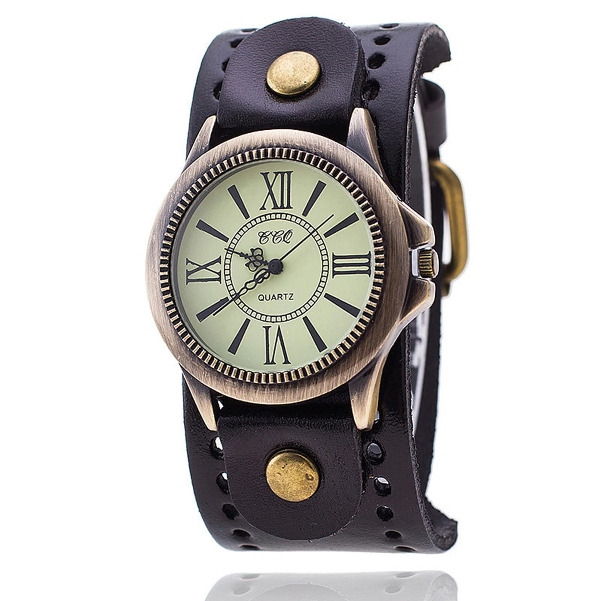 Vintage Wide Leather Strap Watch