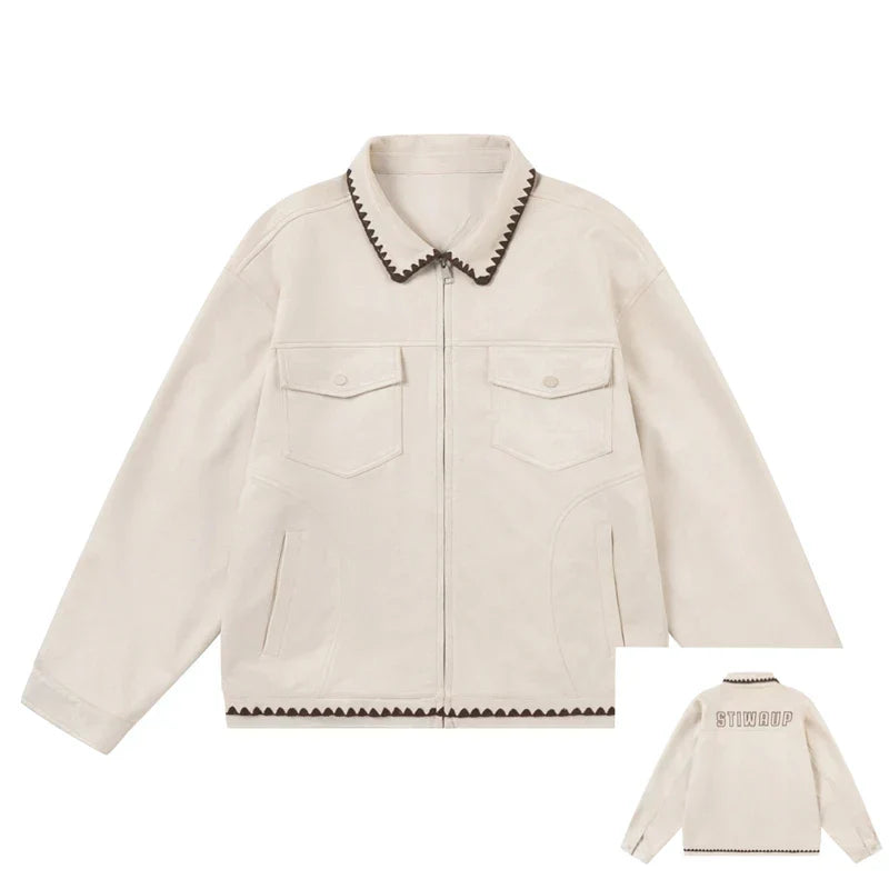 Y2K Stylish Suede Bomber Jacket