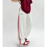 Straight Leg White Elastic Waist Pants