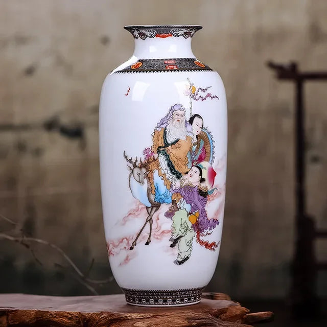 Vintage Traditional Flower Ceramic Vase Chinese