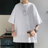 Cat Printed Oversized Korean T-Shirt