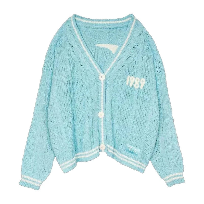 Grüner, bestickter Cardigan mit Knopfleiste
