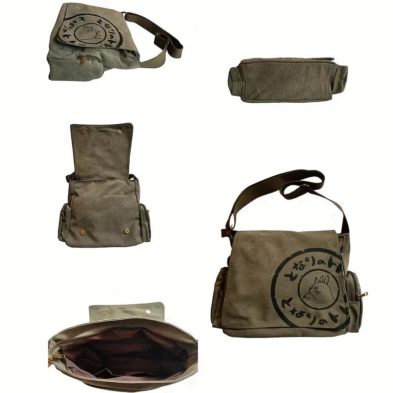 Bolso bandolera grande de lona vintage