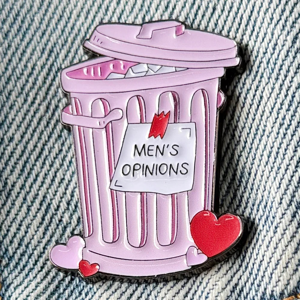 Men's Opinions Pink Trash Can Brooch