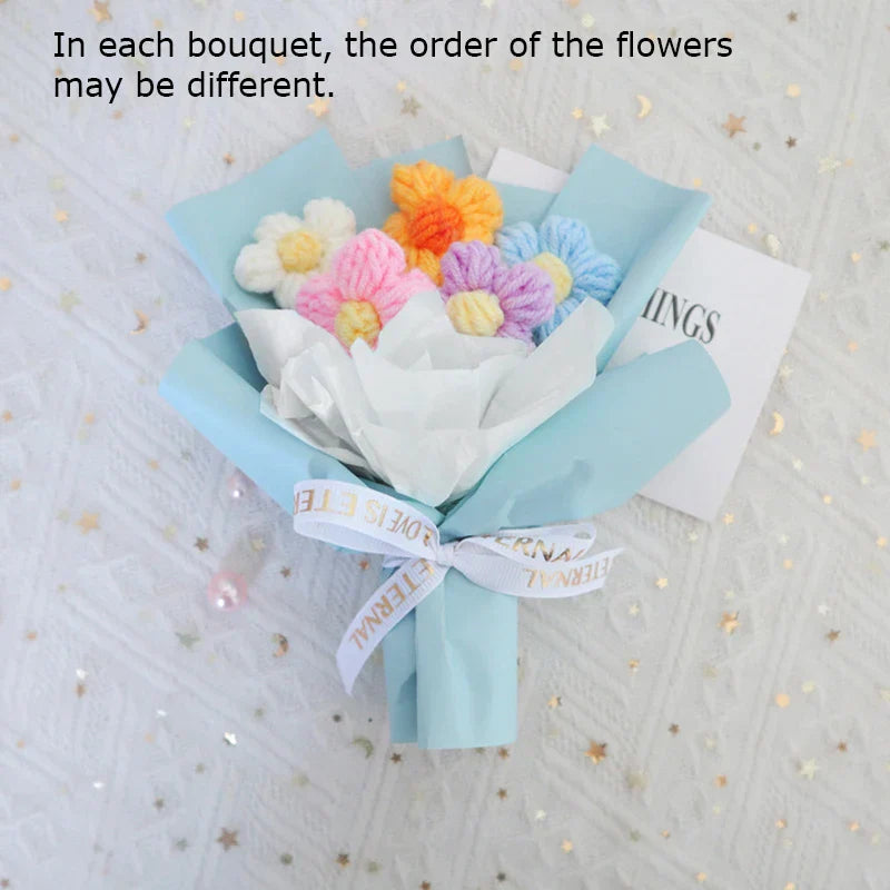 Vintage Handmade Mini Bouquets Crochet Flowers