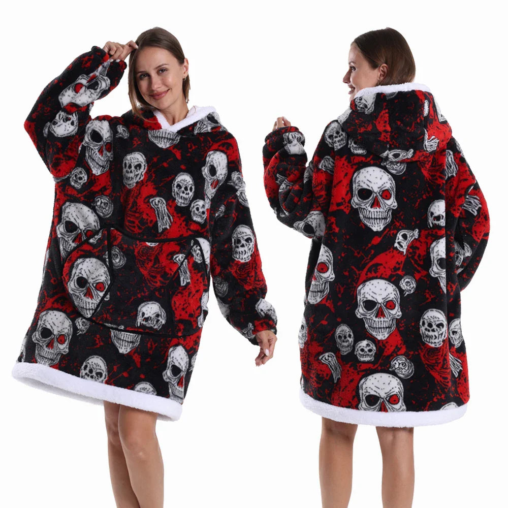 Strawberry Printed Oversized Blanket Hoodie