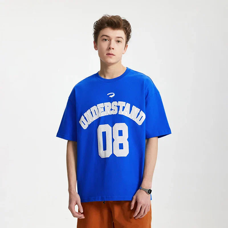 Camiseta Bordada con Estampado de Letras Deportivas