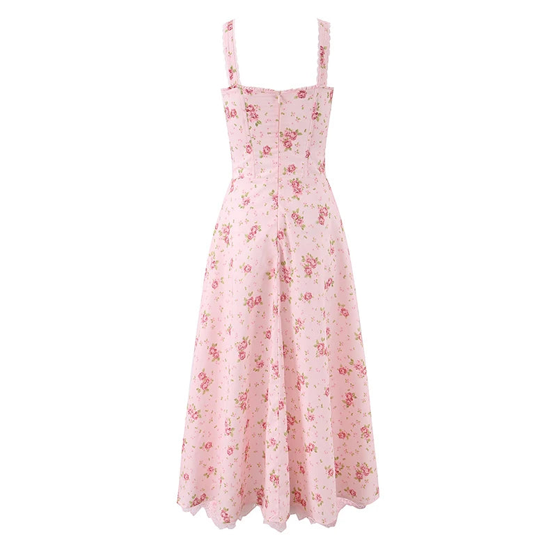 Women Pink Floral Corset Dress