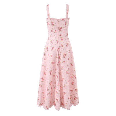 Damen rosa Blumen-Korsettkleid