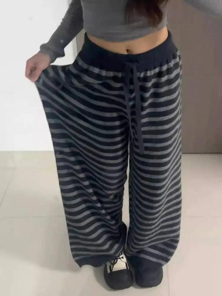 Contrast Stripped Wide Leg Pants