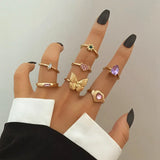 Y2K Gemstone Soft Heart Rings