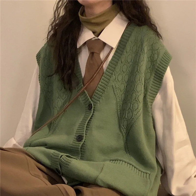 Dark Academia Sleeveless Cardigan