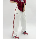 Straight Leg White Elastic Waist Pants