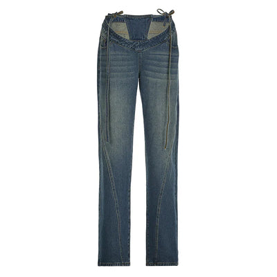 Patchwork Fake Two-Piece Baddie Jeans