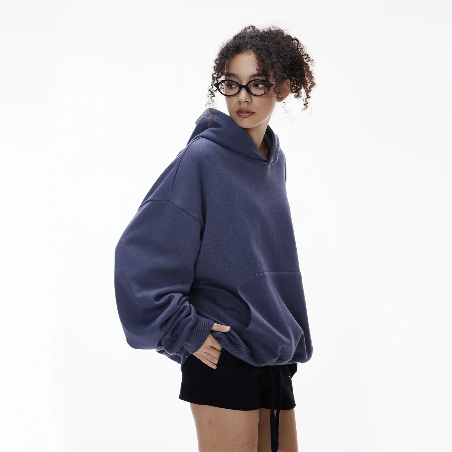 Eggshell Fleece Curved Hem Hoodie