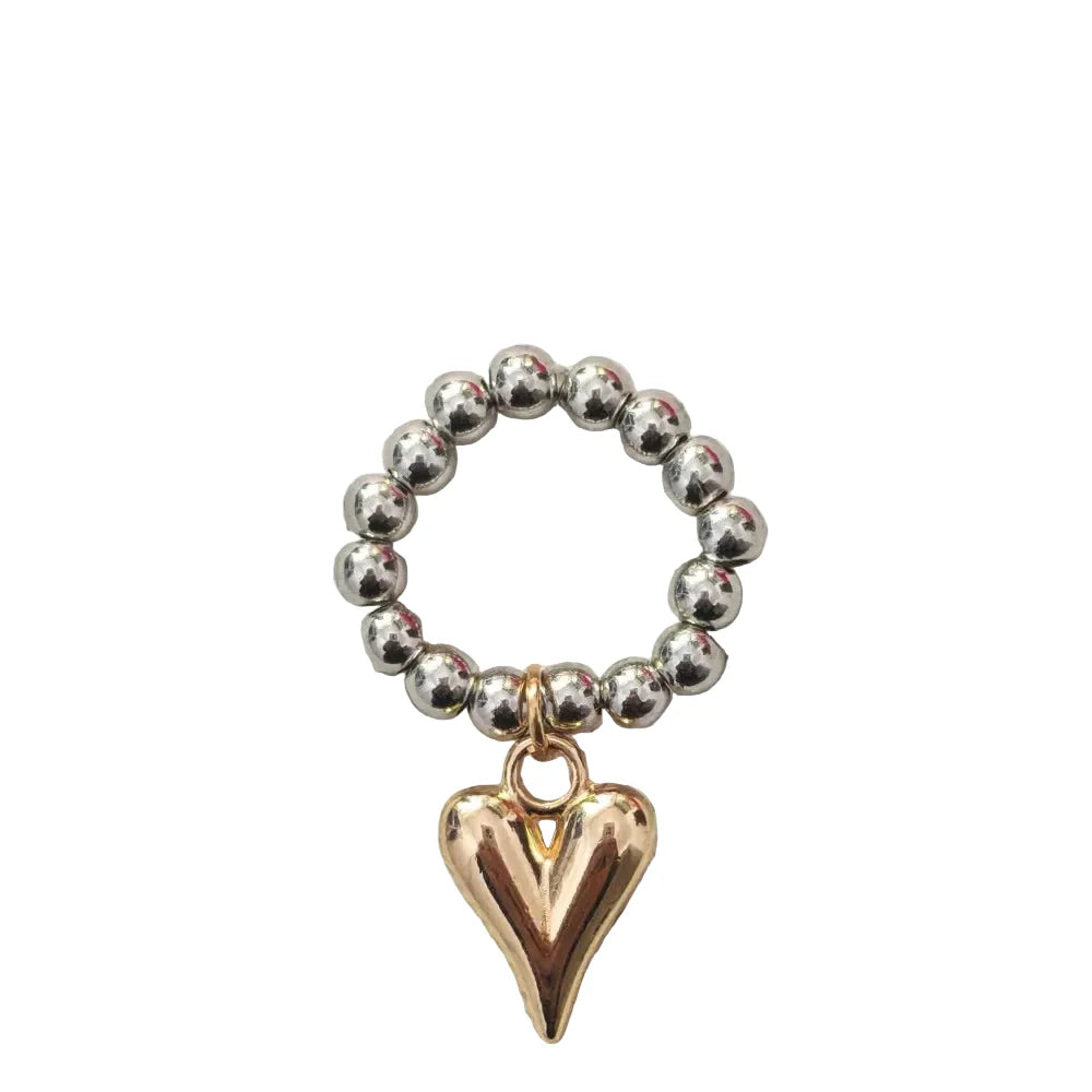 Metal Heart Elastic Rope Ring