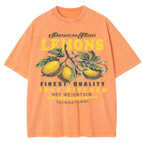 Fresh Lemon Fruit Print Washed T-Shirt