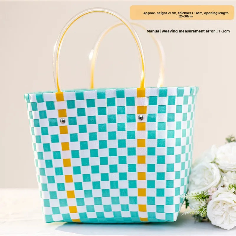Plastic Handwoven Beach Handbag