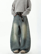 Faded Wide Leg Vintage Denim Jeans
