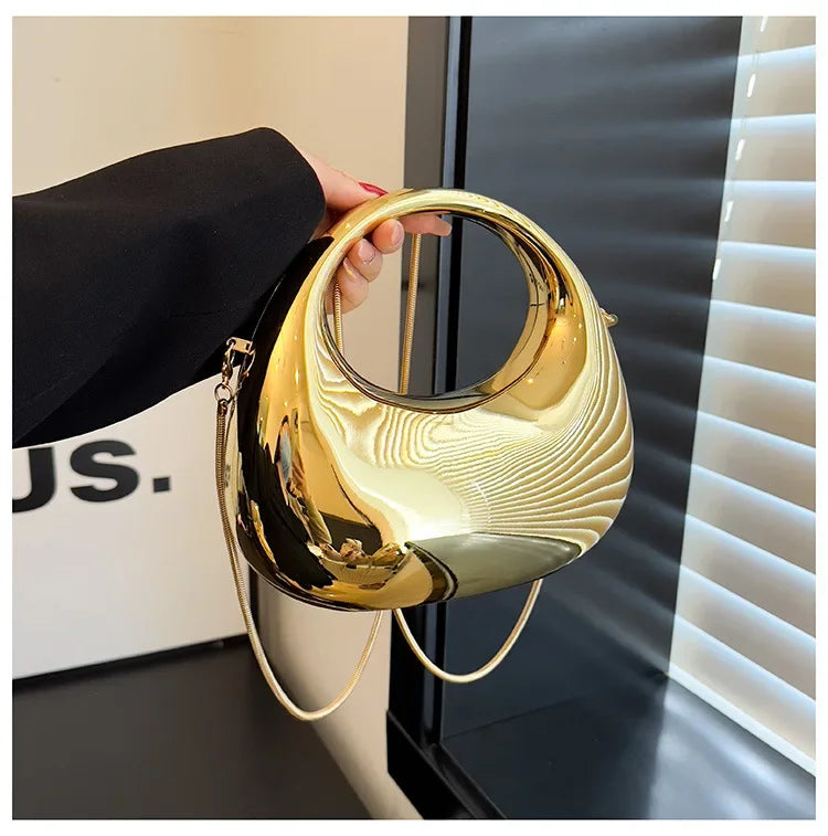 Shiny Modern Crescent Handbag