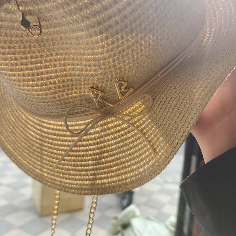 Summer Straw Fedora Hat