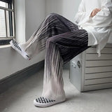 Silk Pleated Wide Leg Abstract Pants