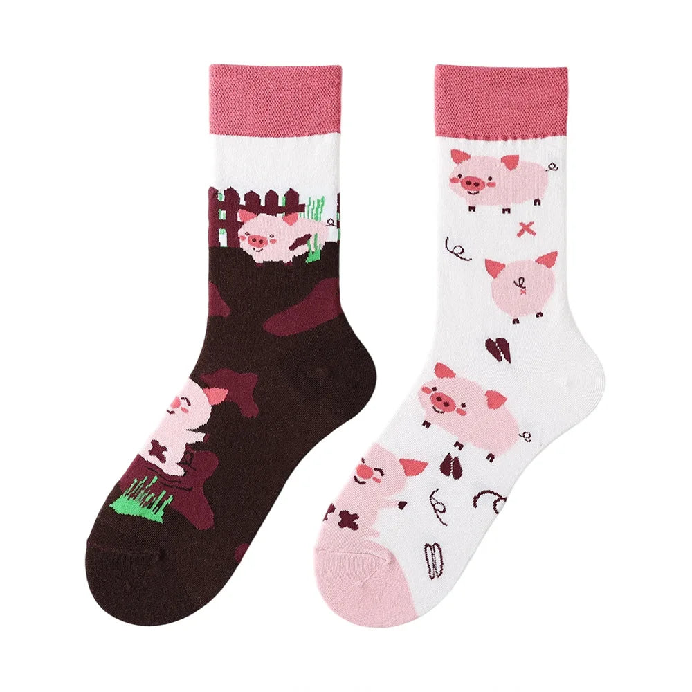 Mismatched Cotton Funny Colorful Socks
