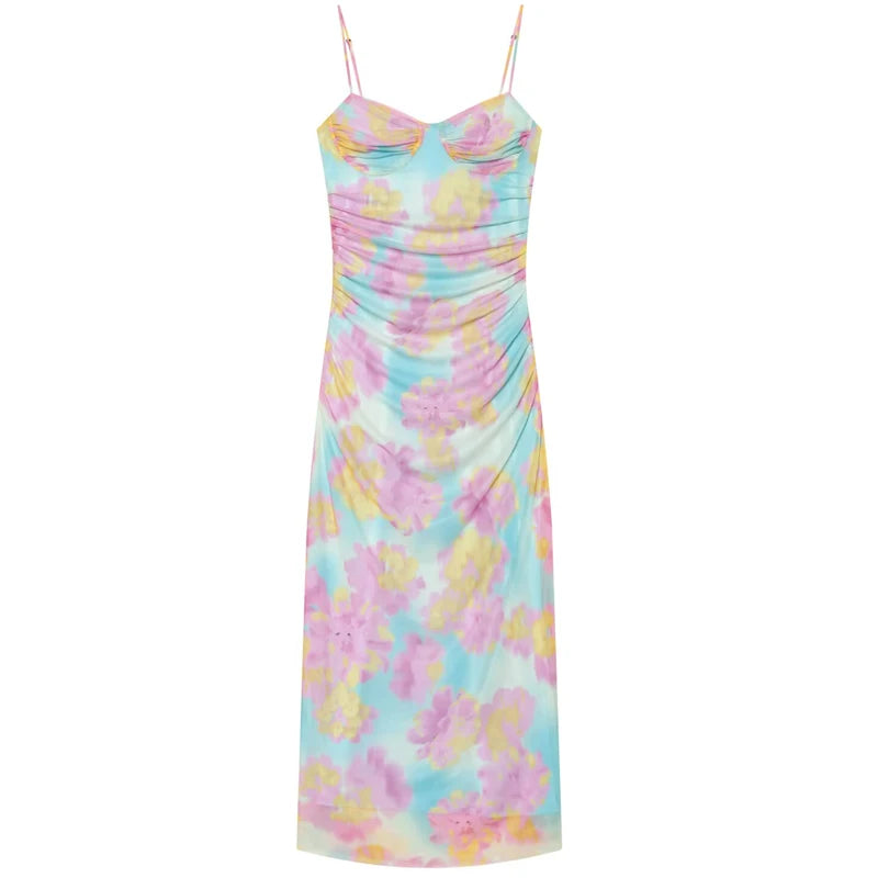 Mesh Floral Party Maxi Dress