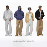 Y2K Fleece Zip-up Solid Color Hoodie